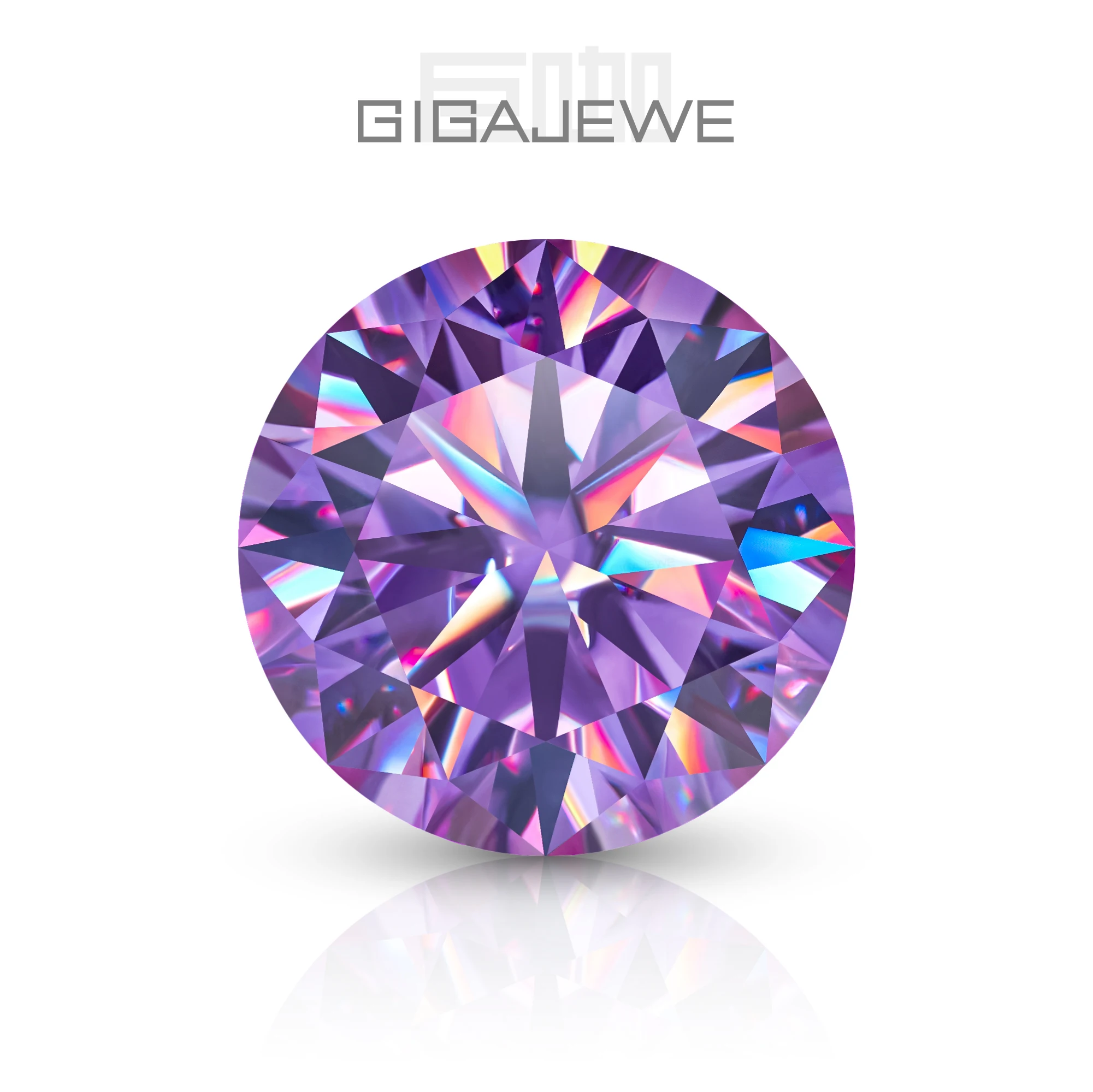 

GIGAJEWE Фиолетовый круглый муассанит с огранкой, качество FL VVS1, класс алмаза, ручная огранка
