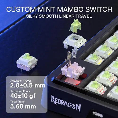 Imagen 2 del producto Redragon K673 GB 75% Junta inalámbrica RGB 3 modos 81 teclas Teclado mecánico para juegos con enchufe intercambiable en caliente