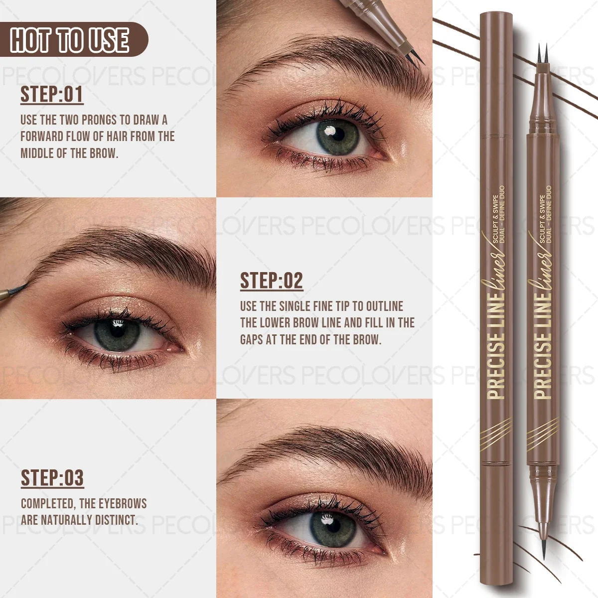 2 شوك قلم الحواجب السائل فائق النعومة الحاجب الوشم محسن مقاوم للماء دائم رمش طبيعي كحل القلم ماكياج التجميل