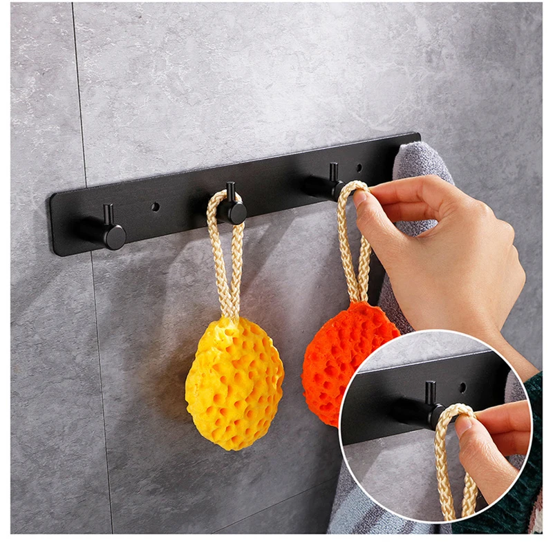 Aluminium Alloy Self Adhesive Hooks Sticky Wall Door Hook Robe Tea Towel Rustproof Towel Rack, Clothes Coat Hanger
