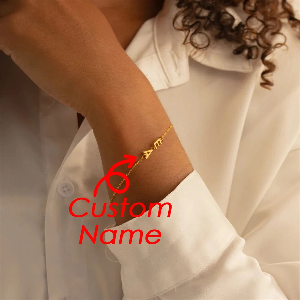 

COLALA Personalized Name Bracelet Women Girls Stainless Steel Chain Letter Customized Charm Bracelets Unique Custom Jewelry Gift