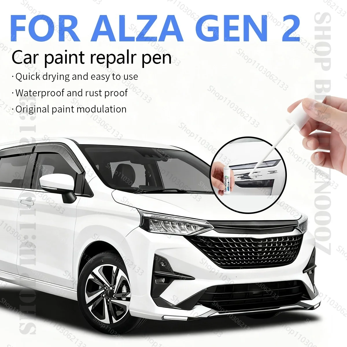 

Ручка для ремонта автомобильной краски, аксессуары для ремонта царапин, черный X16, красный R67, серебристый S2, белый WO9, коричневый для PERODUA ALZA GEN 2