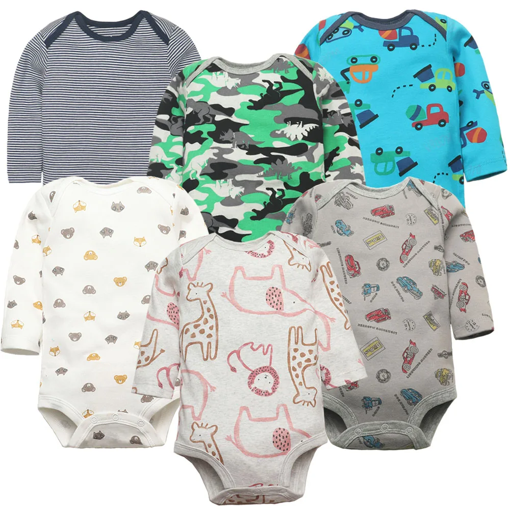 2024 Baby Bodysuit 6 PCS 3-pack infantil Jumpsuit Boy Girls clothes Long Sleeve 100% newborn body bebe Clothing kids Costume