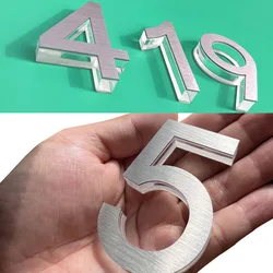 75mm Stainless Steel Number Stickers Transparent Self Adhesive Metal House Numbers Door Plaque Number Signs For Mailboxes 0 To 9