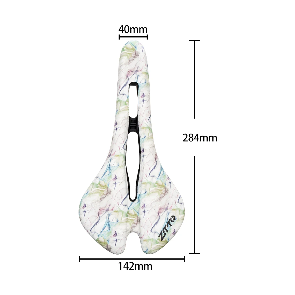 ZTTO Artistic Mountain Road Bike Saddle Wide Hollow Breathable PU Leather Cushion Steel Bow MTB Bicycle Seat Soft Cycling Racing