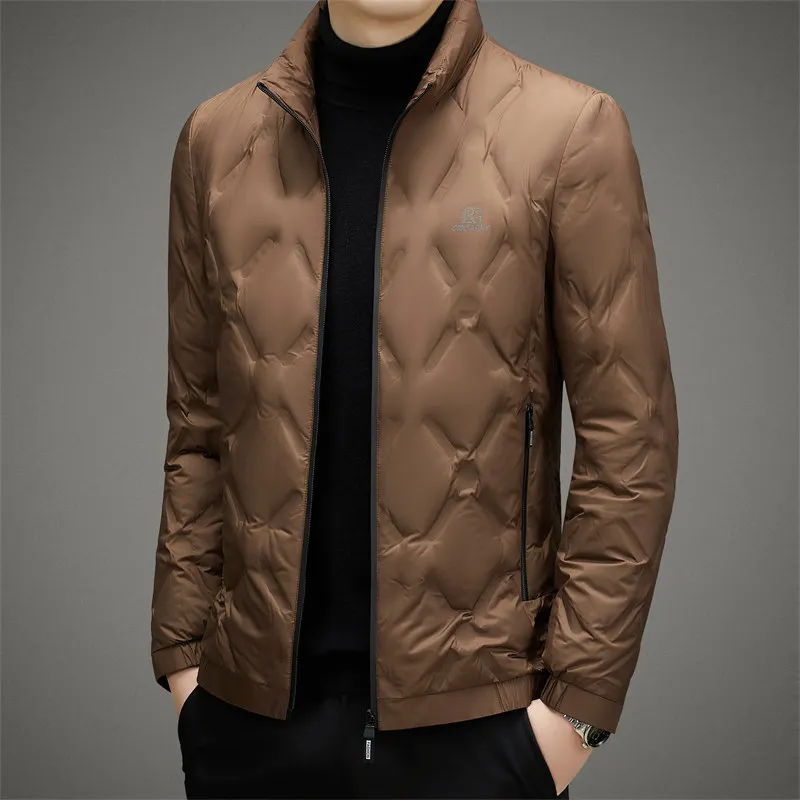 Winter Men's Light and Thin Standing Collar Down Jacket Fashion and Minimalist for Middle-aged and Young People