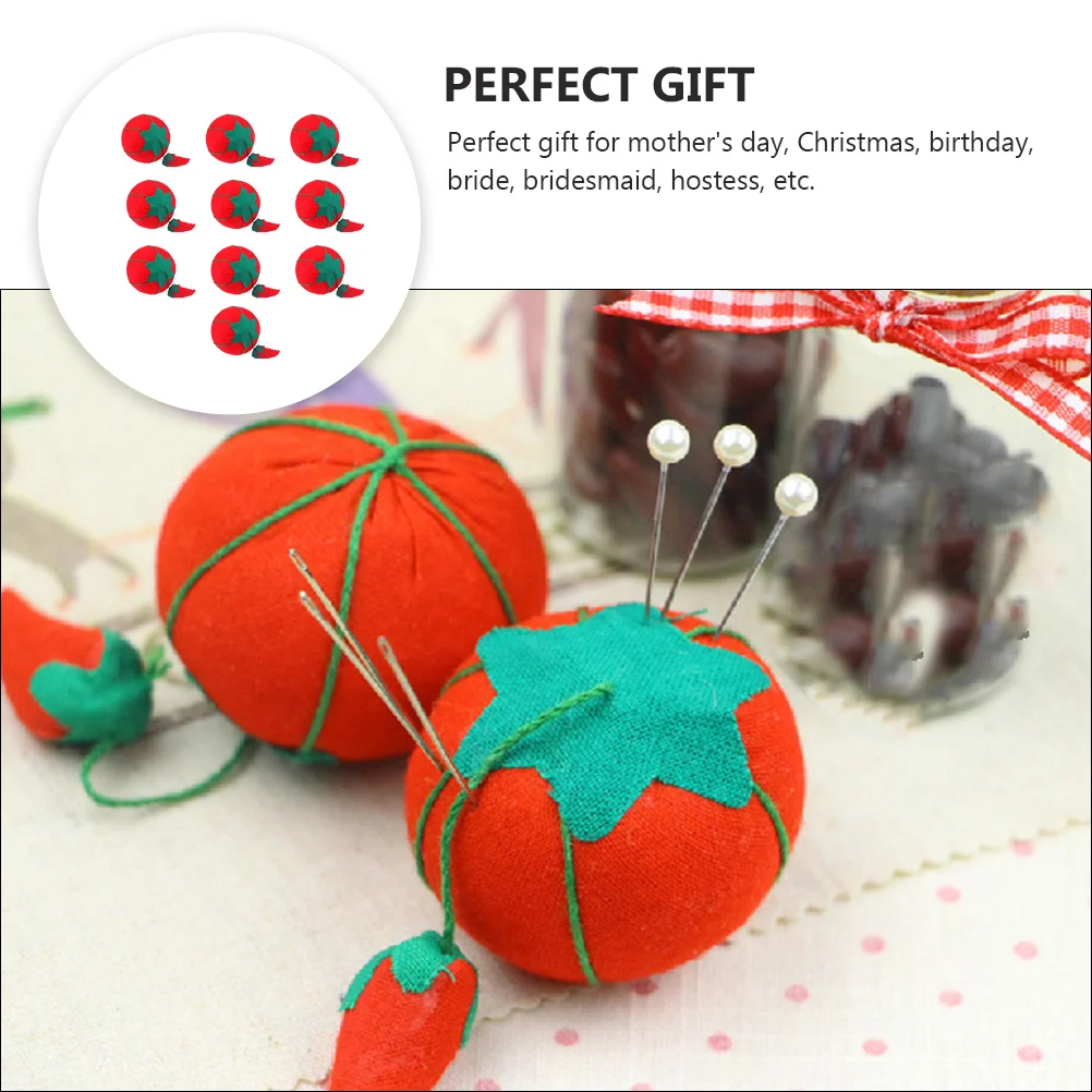 10 Pcs Sewing Pin Cushion Tomato Cotton Needling Crochet Needles DIY Handcraft Tool Fabric Pp Man