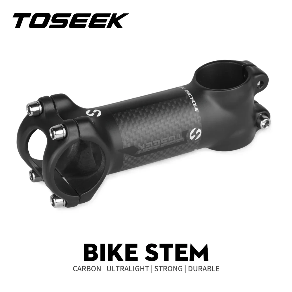 

TOSEEK Bicycle Stem Mountain Stems Carbon Fiber + Aluminum Bike Road MTB Stem Fork 28.6mm Handlebar 31.8mm Angle 6 / 17 Degrees