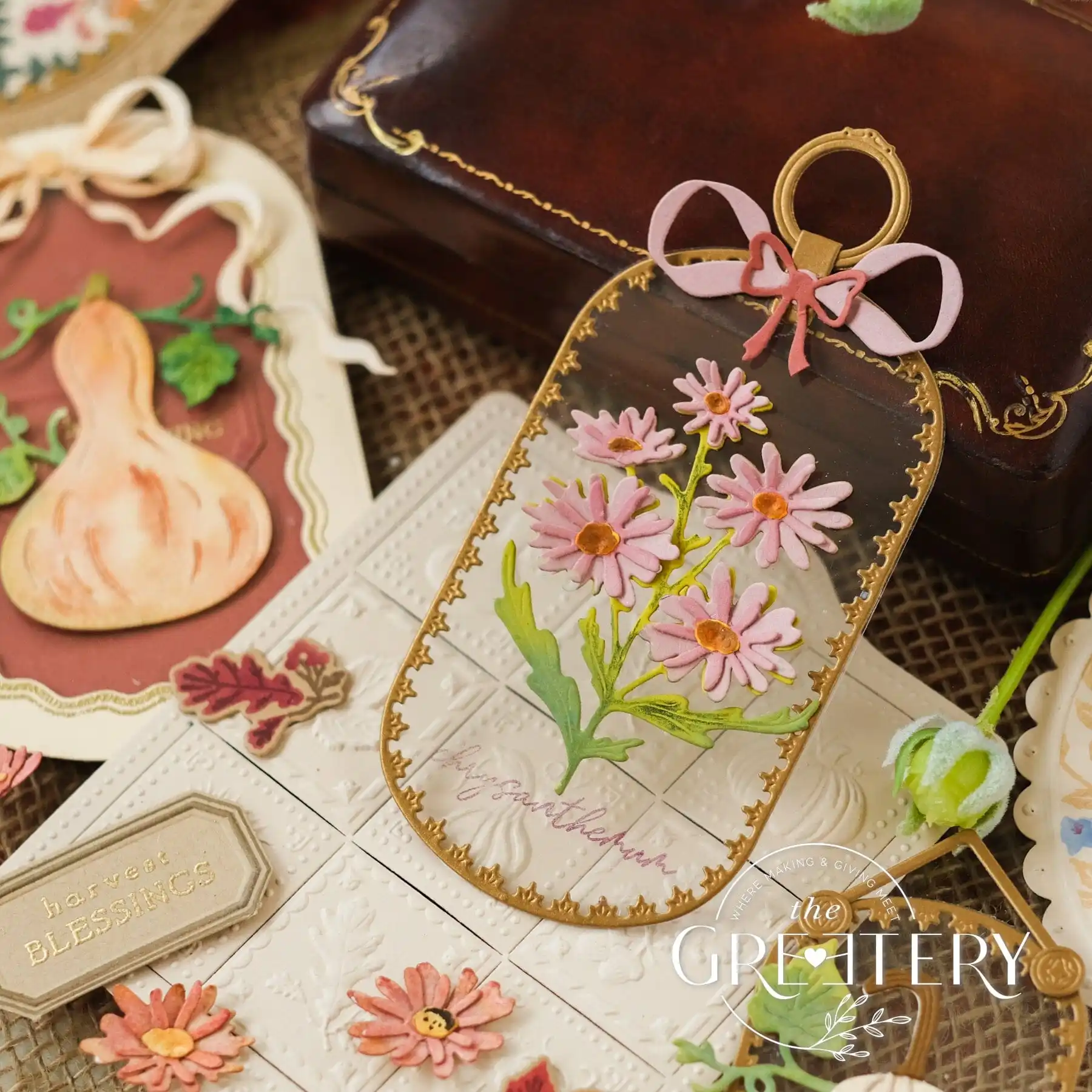 Autumn Botanicals Sentiments Stamp the GREETERY Metal Cutting Dies and Silicone Stamps Stencil DIY Scrapbooking Paper Handmade 3