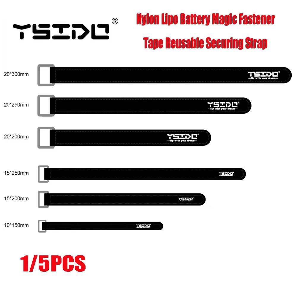 1/5PCS 10X150mm 20x300mm 15x200mm 20x250mm Nylon Lipo Battery Magic Fastener Tape Reusable Securing Strap for FPV RC Battery