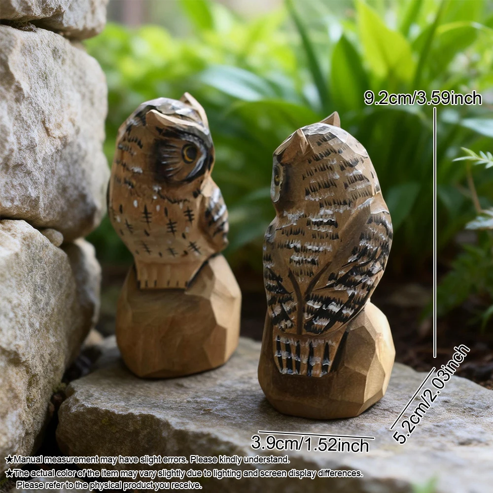Handcrafted Wooden Snowy Owl Sculpture Statue Figurines Animal Home Desk Accessories Decor Ornament Home Decoration Unique Gift view 4