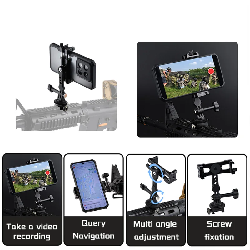 التكتيكية 20 مللي متر Picatinny السكك الحديدية حامل هاتف المحمول عمودي جبل العسكرية نمط الهاتف السكك الحديدية جبل للهواتف الادسنس مسدس لعبة