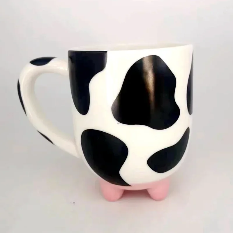 

Ceramic Cow Cup with Non-slip Foot, Unique Style Drinking Milk, Coffee Cup, Hand-painted, Dairy Gift, 15 Oz