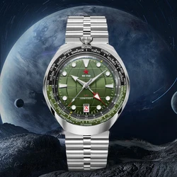 RED STAR Bull Head 1963 42mm NH34 GMT4 Dual Time Zone 100m Diving Automatic Mechanical Watch Men Waterproof Super Luminous Clock