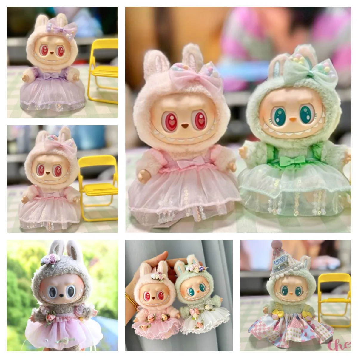 17cm Mini Plush Doll'S Clothes Outfit Accessories For Korea Kpop Exo Labubu I II Idol Dolls sit party sequined skirt Clothing