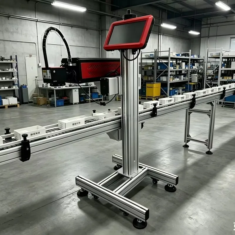 Fast Flying Laser Engraving Machine for Food Bottle Medicine Box Auto Parts Electronic Cable Assembly Line Coding Customized