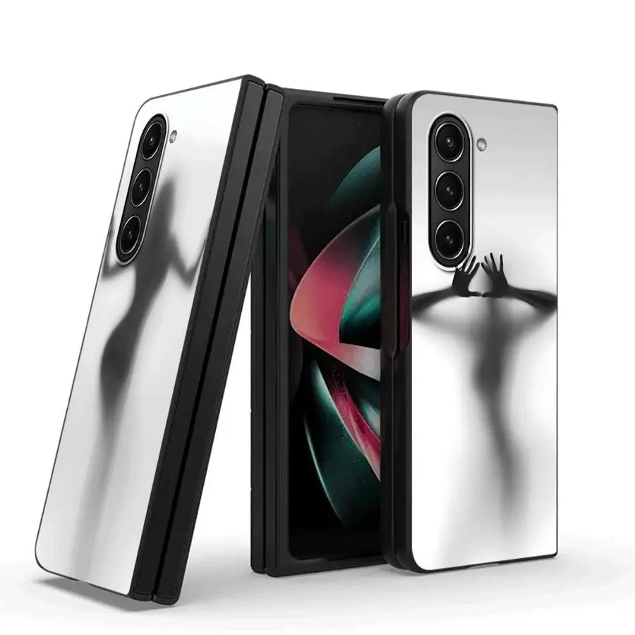 Back Phone Cover Case for Samsung Galaxy ZFold7 ZFold3 Z Fold 7 6 5 4 3 ZFold5 ZFold4 ZFold6 Silhouette Outline Semi Transparent