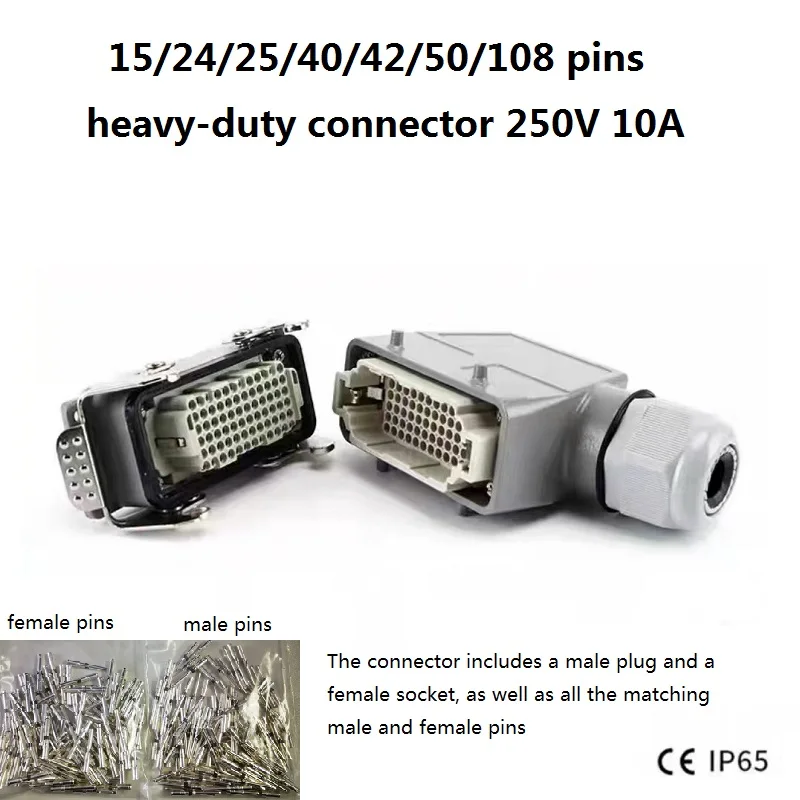 HDC-HDD Heavy Duty Connector 15/24/25/40/42/50/108-Core Crimped Connection Cable Aviation Industry Plug Socket