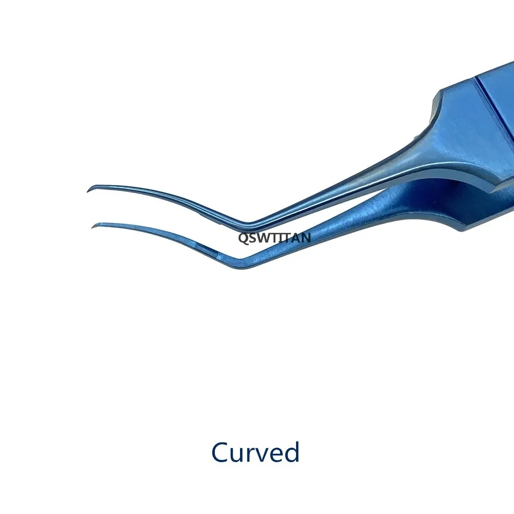 QSWTITAN Capsulorhexis Forceps Stainless Steel Arcuate Dihedral Titanium Ophthalmic Forceps Instruments Surgical Tools