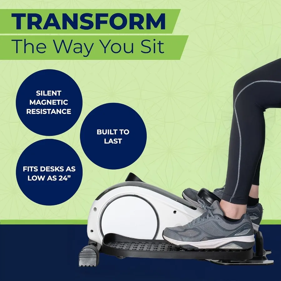 Compact Under Desk Exercise Equipment for Office Use: Under Desk Elliptical Machine and Foot Pedal Exerciser Designed for Conti