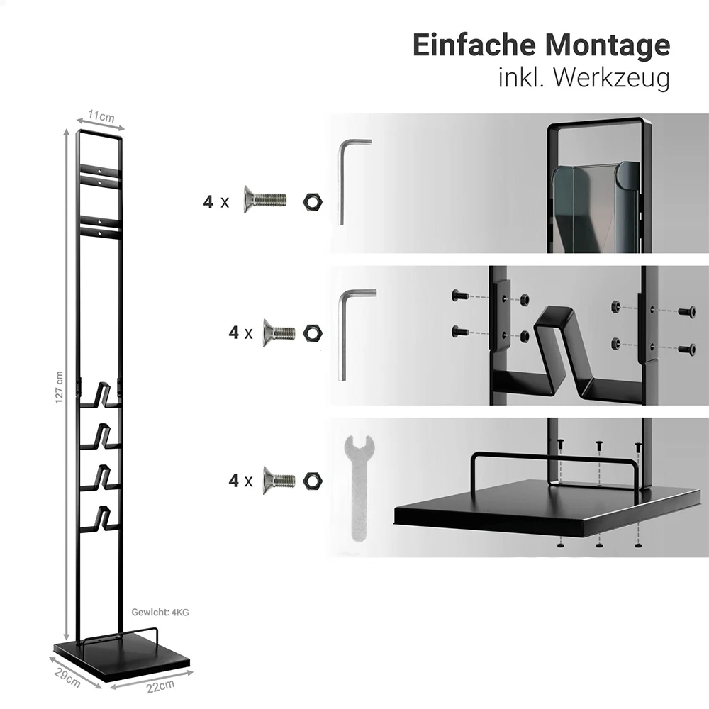 Staubsaugerständer für Zuhause, Bodenhalterung mit Ladestation, kompatibel mit V6 V7 V8 V10 V11 V12 V15, ohne Bohren, platzsparende Aufbewahrung – Detail 3