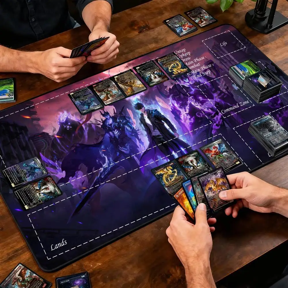 Regional Knight Magic playmat rubber anti-slip edge locking pc accessories 35x60cm gaming mats Trading Card Game gamer desk mat
