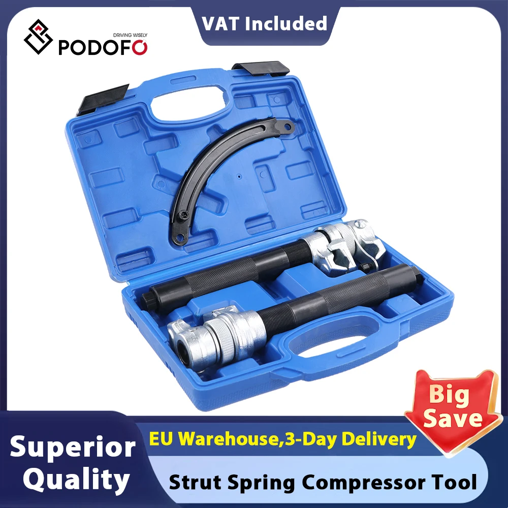 Kit de compresseur de ressort d'amortisseur universel Podofo, kit d'outils de compresseur de ressort hélicoïdal avec boîte pour la réparation de voitures Audi BMW VW