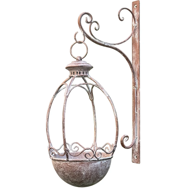 

Wrought iron old hanging iron chain hook hanging basket orchid pot green plant wall green dill flower stand