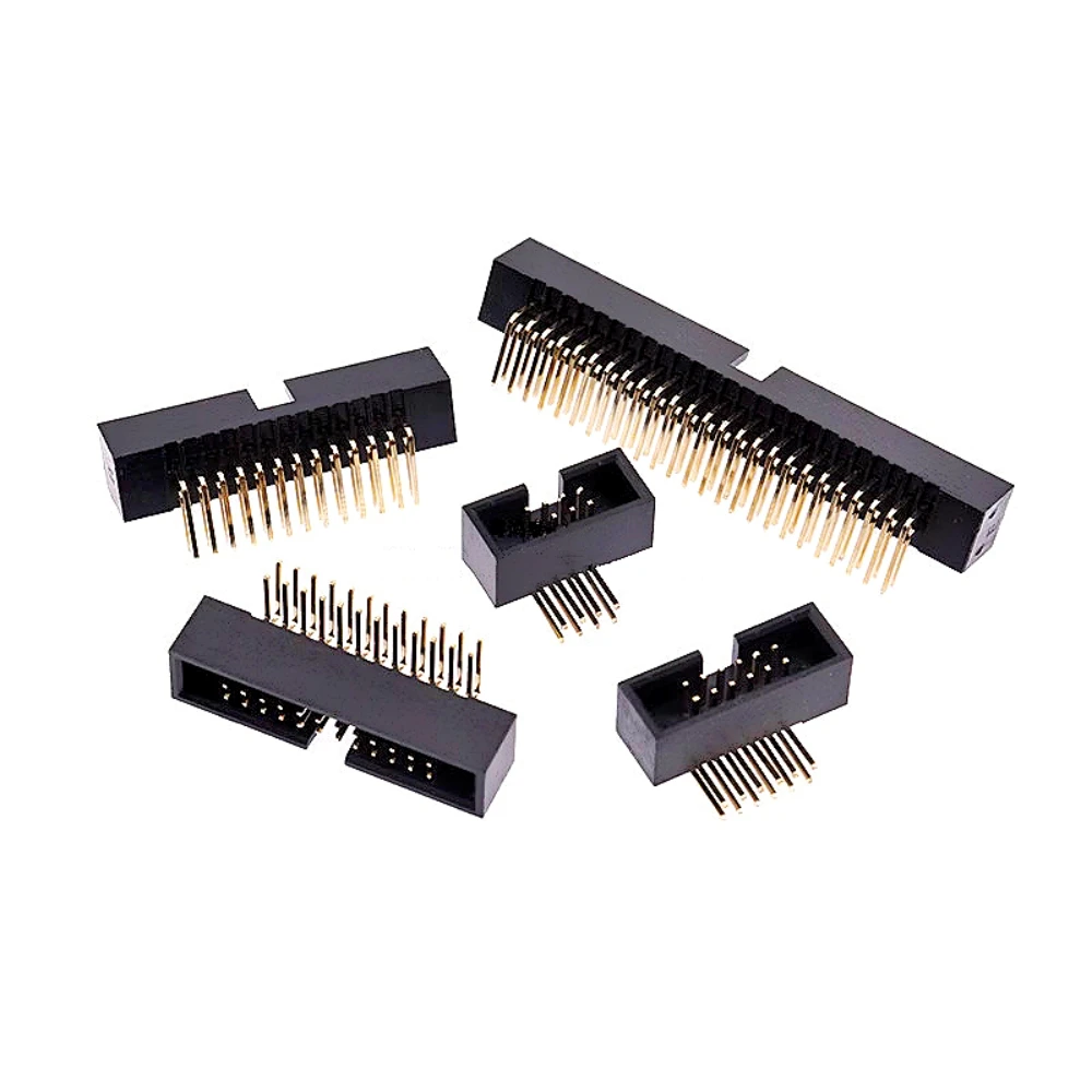100PCS DC3 6P 10P 20P 26P 34P 40 Pin 2.54mm Pitch Male Socket Straight Curved needle PCB Connector Double Row DC3 Header