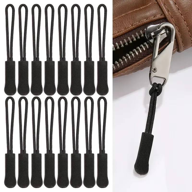 10pcs Zipper Pull Puller End Fit Rope Tag Replacement Clip Broken Buckle Fixer Zip Cord Bag Suitcase Tent Backpack Zipper Head