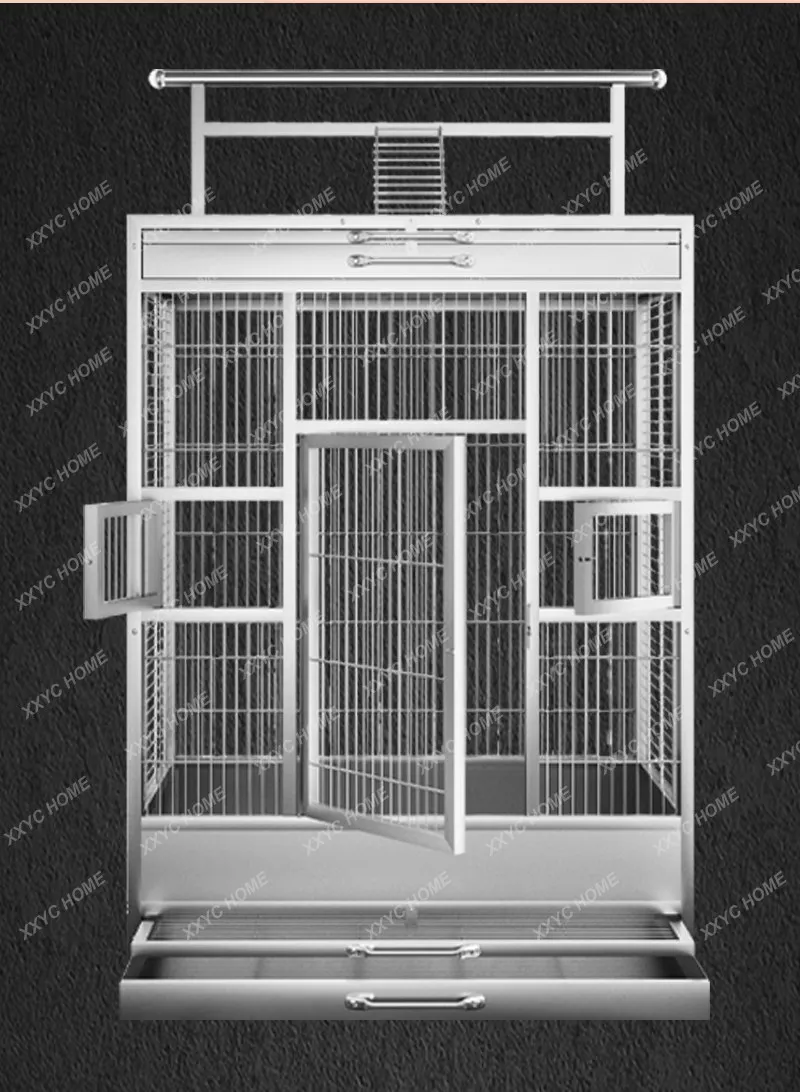 304 solid stainless steel bird cage indoor square platform courtyard large bird cage