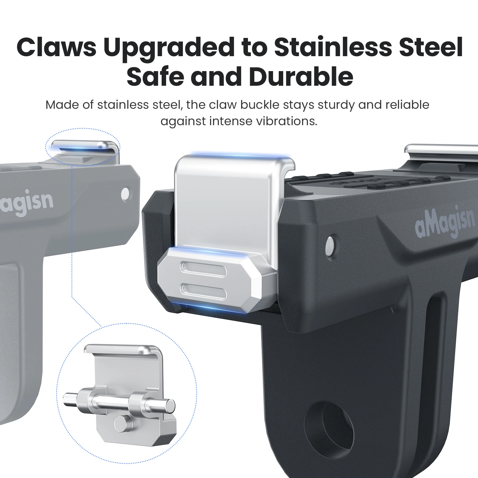 aMagisn Adattatore in plastica per montaggio a sgancio rapido a doppia direzione con artigli in acciaio inossidabile per accessori DJI Osmo Nano / Action 6