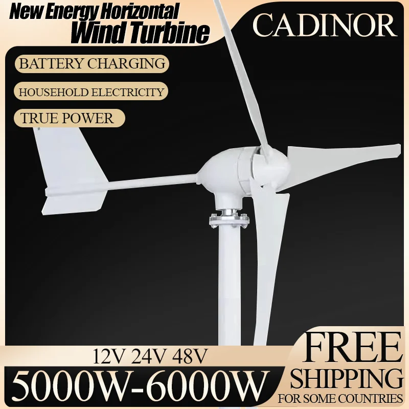 New Arrival Free Energy 3 Blades 5000W 48V Wind Turbine Generator Windmill With MPPT Controller Homeuse Low Wind Speed Start