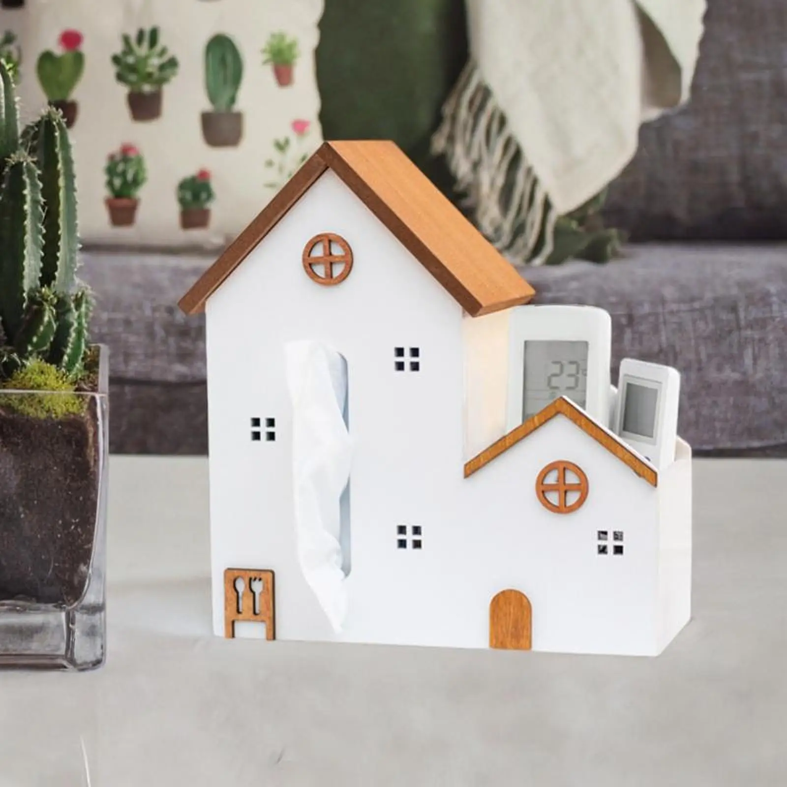 House Statue Home Decor Tissue Box Cover for Countertop Drawing Room Bar