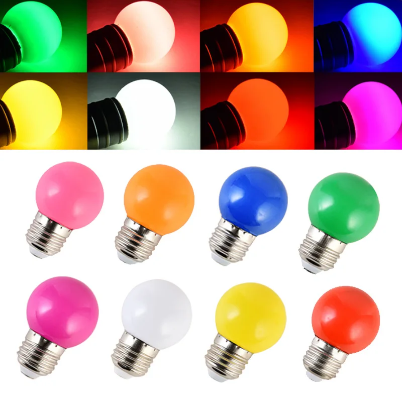 1 SZTUK AC220V Kolorowa żarówka LED G45 E27 2W Zimne ciepłe światło RGB Blubs Energooszczędna dioda LED Golf Ball Light Globe Lamp Czerwony