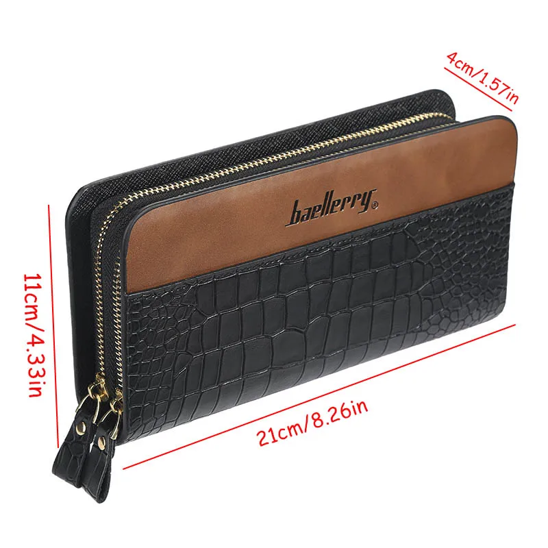 Herren-Clutch, PU-Leder, großes Fassungsvermögen, Reißverschluss um Kartenhalter, Geld, Telefon, Scheckheft, Handtasche