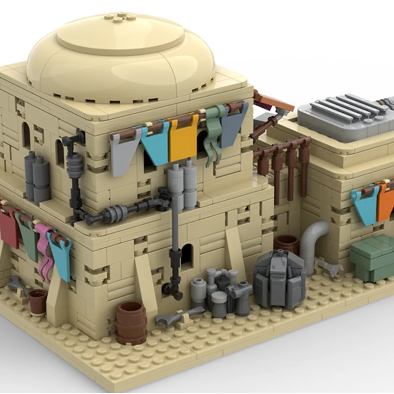 1203PCS MOC Space Battle Desert Planet Modular Building Interior 2 House Colorful Model Building Blocks DIY Assembly Gift Set