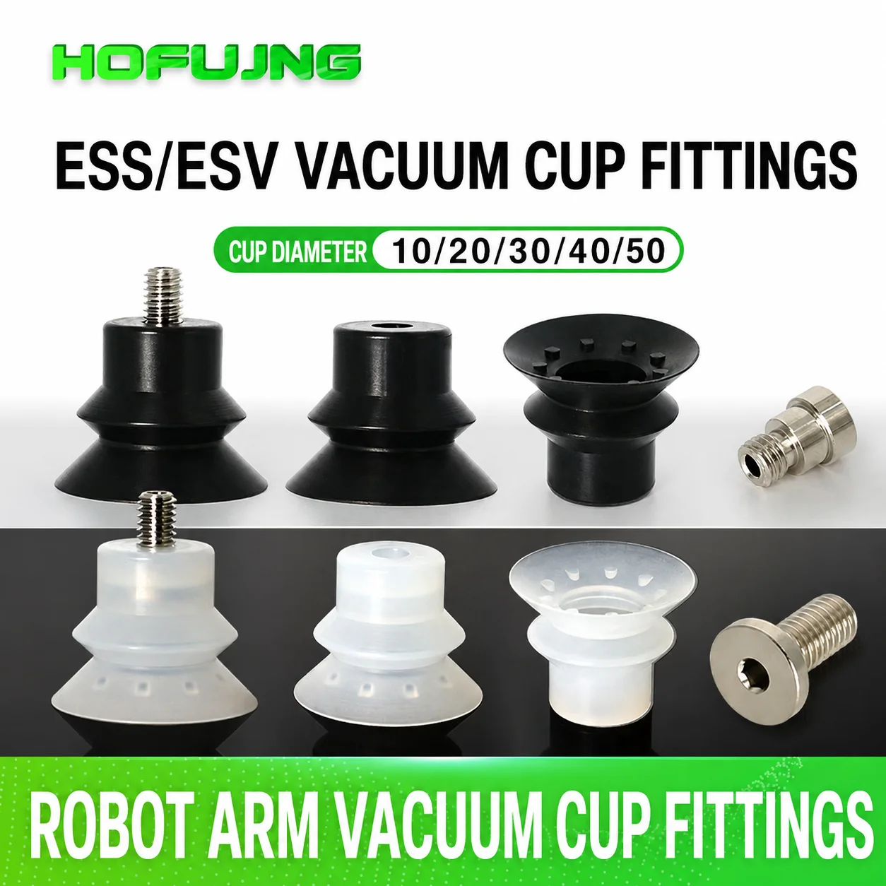 ESS ESV-10/15/20/25/30/40-BS Double Bellows Vacuum Suction Cup for Robot Arm Packaging Bag Handling