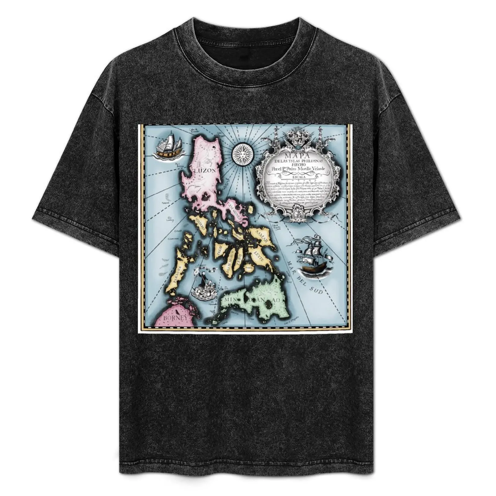 Mapa de las Islas Filipinas hecho por Pedro Murillo Velarde, camiseta con diseño de estampado simple