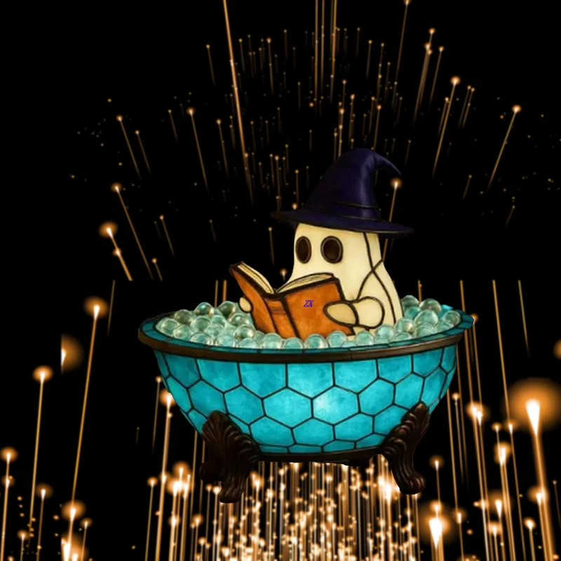 

2025 New Halloween Ghost Bubble Bath LED Lamp Cute Ghost Night Light for Bathroom Bathtub Decor Color-Changing Mood Light