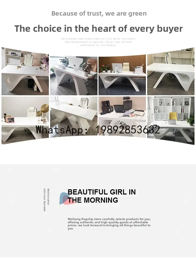 T20- New White Lacquer Executive Desk President Desk Simple Modern Manager Desk Creative Fashion