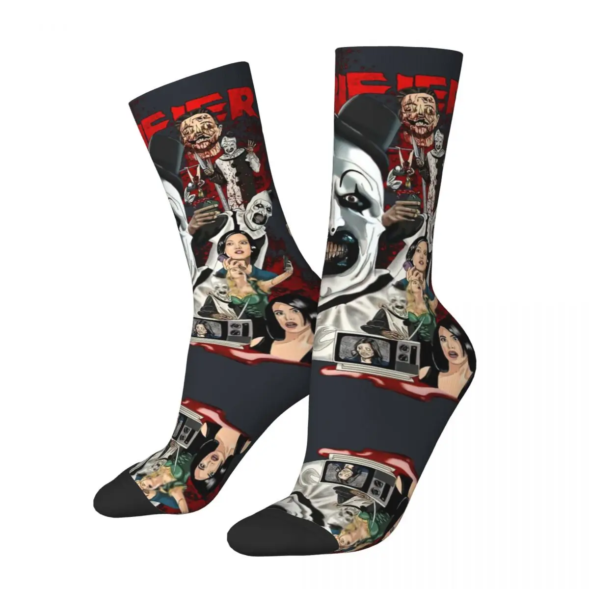 Vintage Terrifier Clown Sock for Men Hip Hop Harajuku Terrifier Seamless Pattern Printed Boys Crew Sock Casual official-website