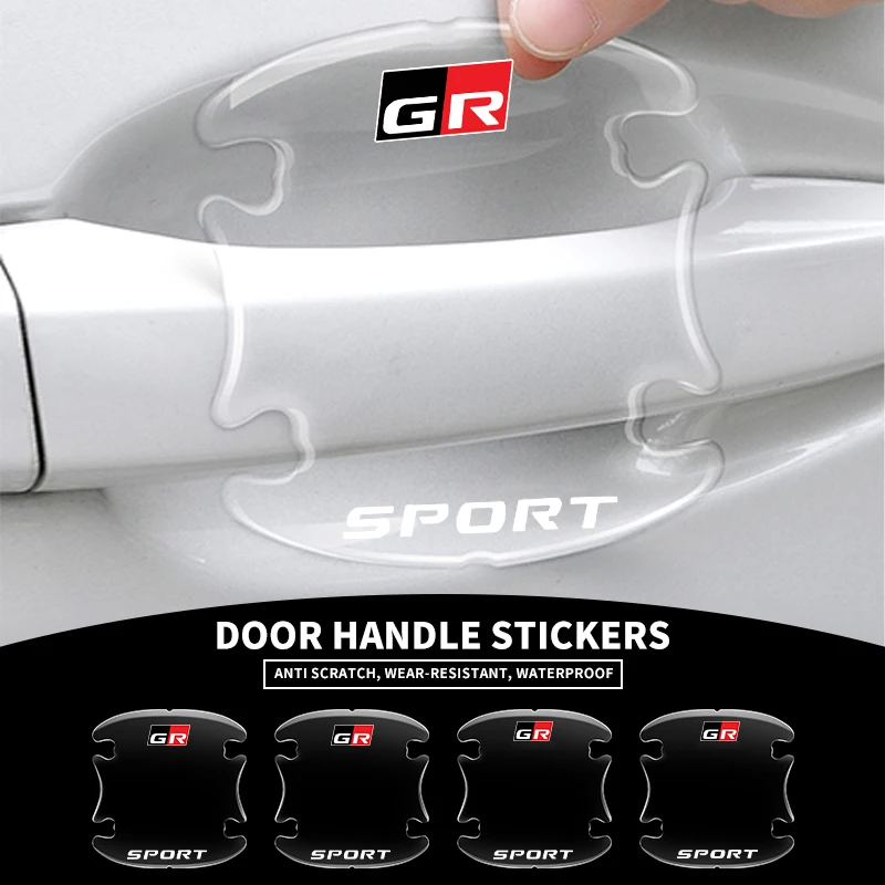 4pcs Transparent Car Door Handle Bowl Protector Film Anti-Scratch Sticker For Toyota GR Sport Gazoo Racing RAV4 C-HR Mirai