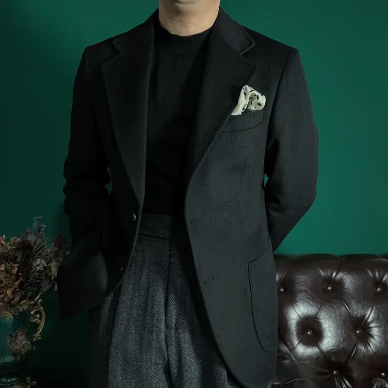 

Classic Men's Suit, Black and Gray Single Breasted Suit, Autumn and Winter Business Formal Jacket, Men's Elegant Style Blazer