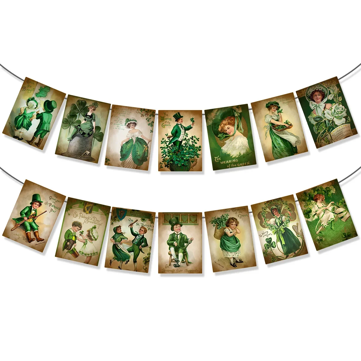 Vintage St. Patrick's Day Theme Party Banner Victorian Style Flags Garland for For Lucky Irish Saint Patrick Party Decoration