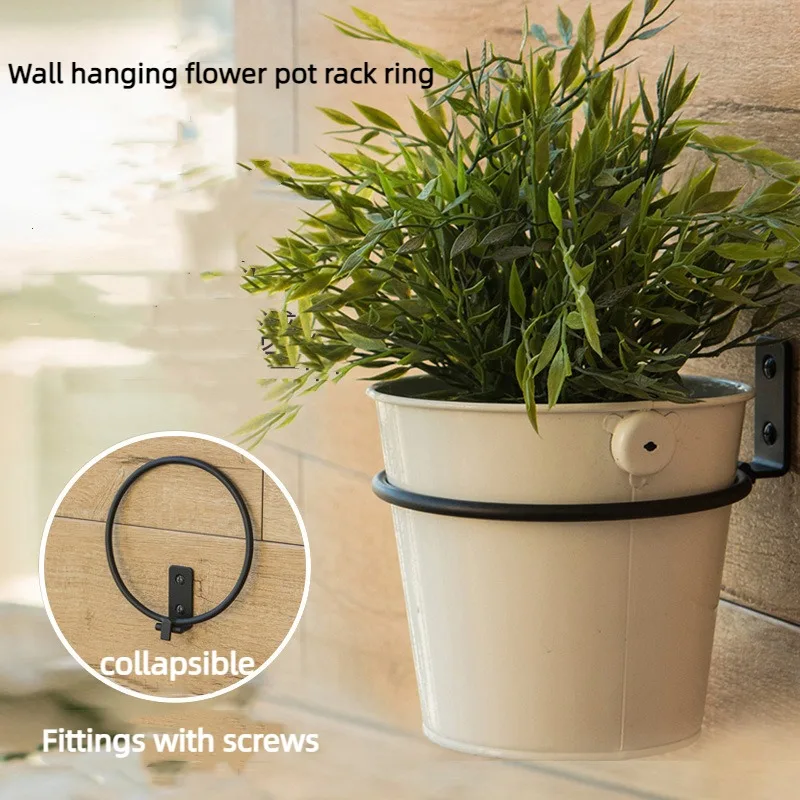 2PCS 6 Inch Metal Flowerpot Holder Folding Plant Holder Ring Flower Pot Holder Wall Mounted Planter Shelf Plant Hanger Hook