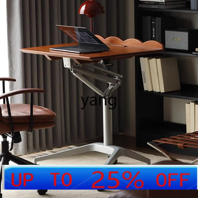 

YJQQ Pneumatic Lifting Table Solid Wood Computer Desk Bedroom Household Writing Desk