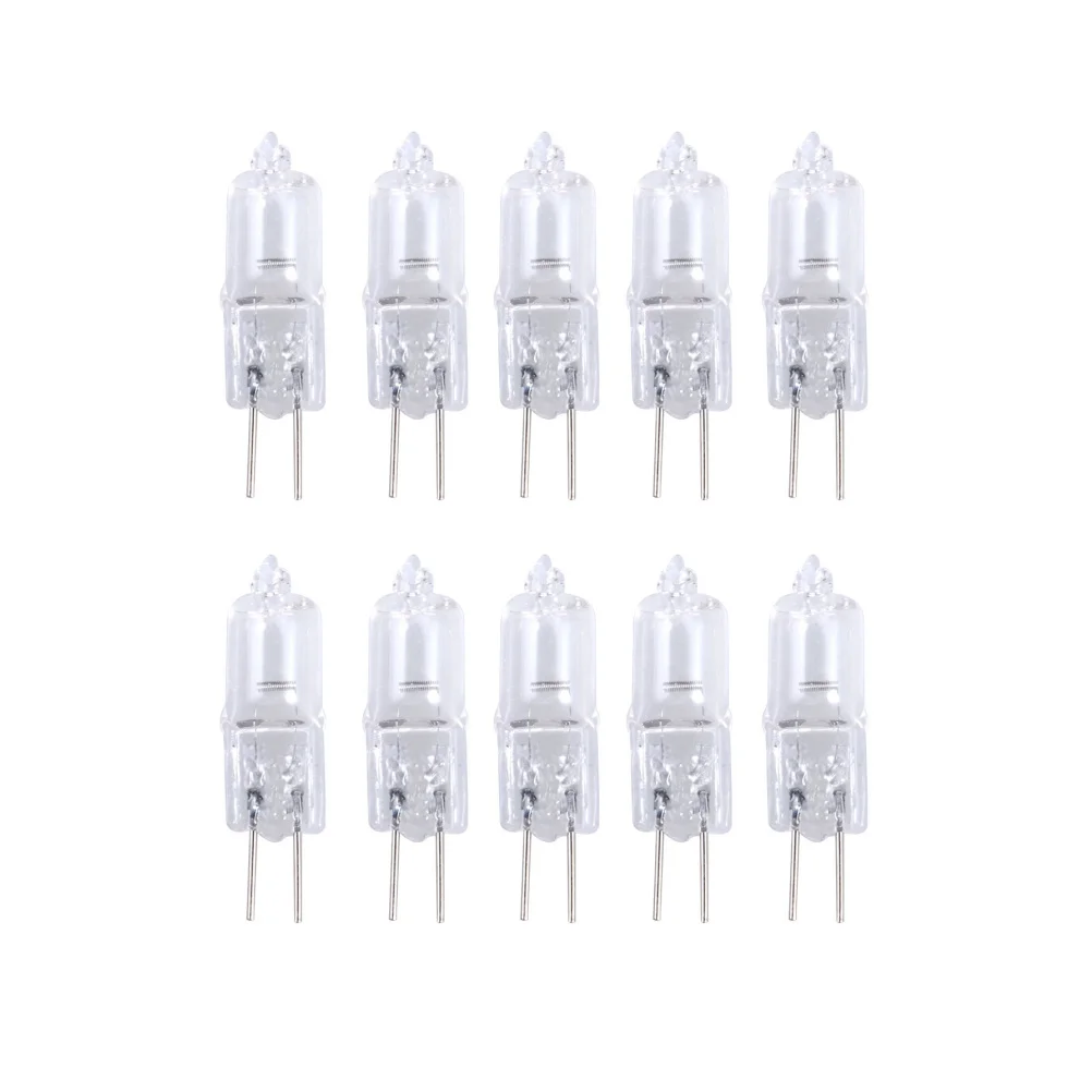 20 Buah Lampu Halogen 20W 12V Basis G4 Bi-Pin Tegangan Rendah untuk Lampu Gantung, Etalase, Rak, Penerangan Cahaya Hangat Panjang