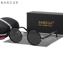 BARCUR Round Sunglasses for Men Polarized Retro Steampunk Sun Glasses For Women Vintage Style UV400 Eyewear Accessory Oculos