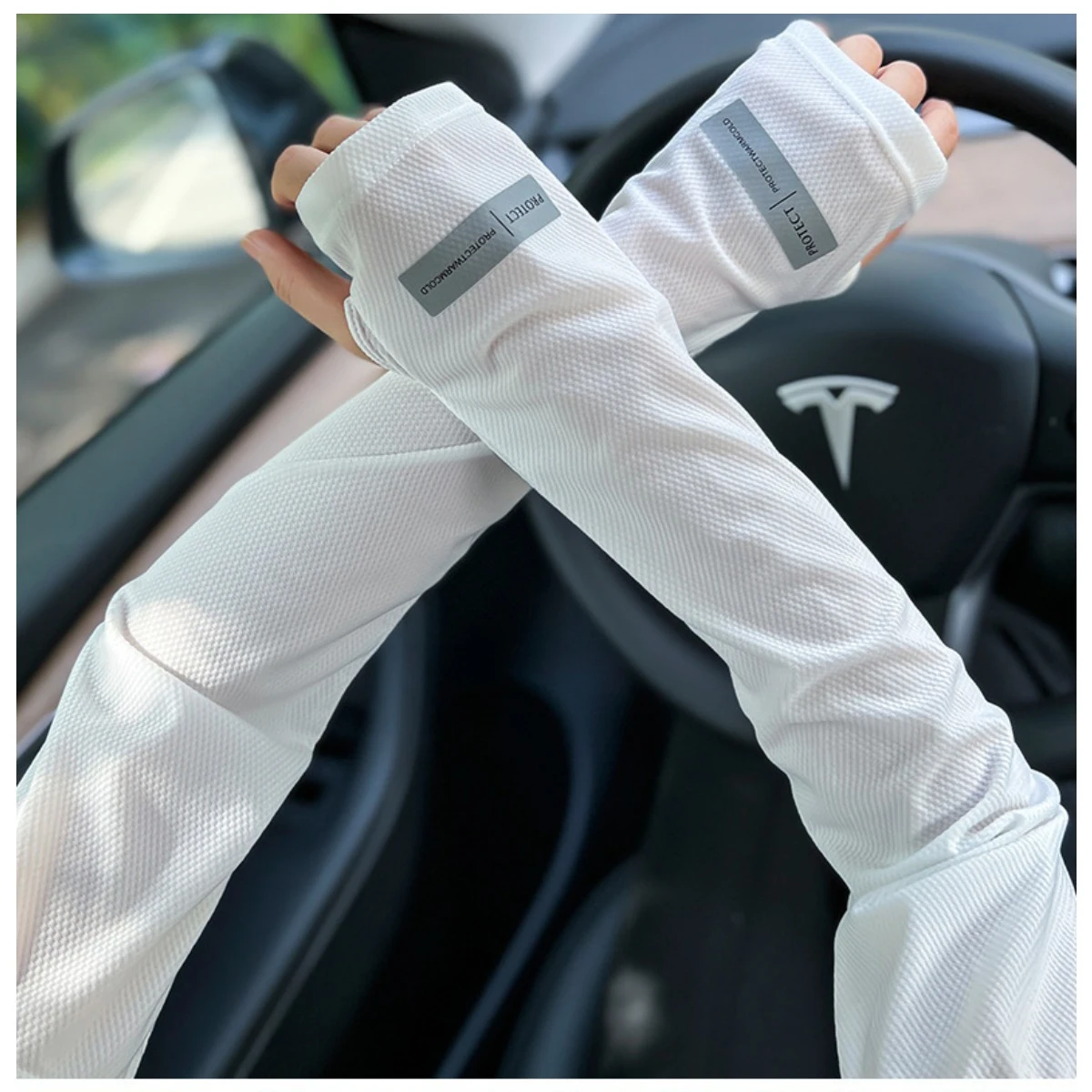 UV Solar Arm Sleeves Men Cycling Mask Long Sleeve Ice Silk Driving Arm Cover Sun-protective Summer Women Anti-Sunburn Cool Muff view 3